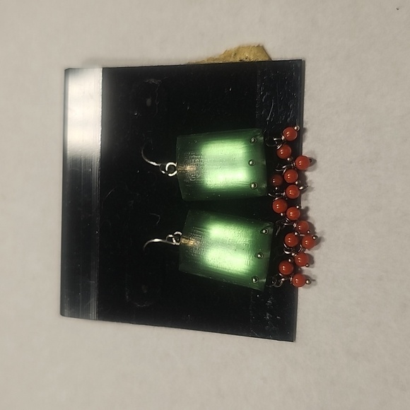 Green and orange gem earrings - Picture 1 of 4